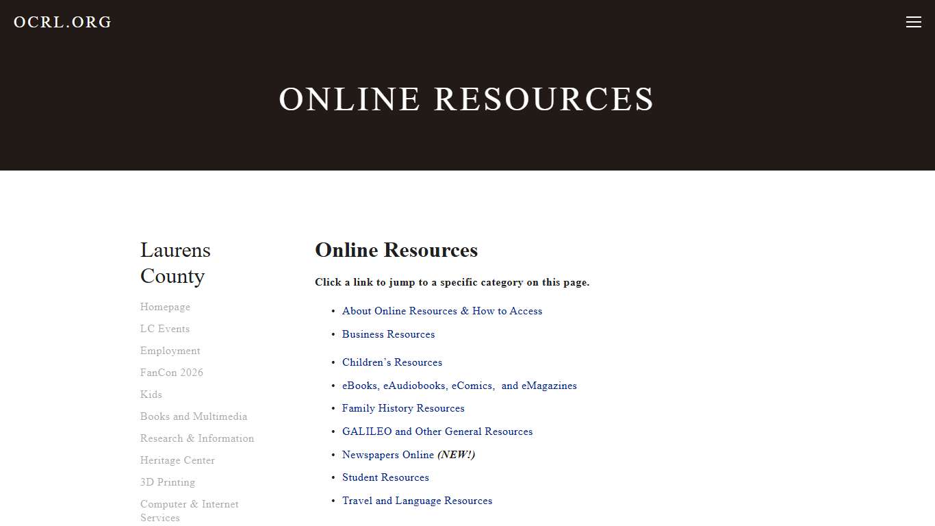 Laurens County Online Resources — OCRL.ORG
